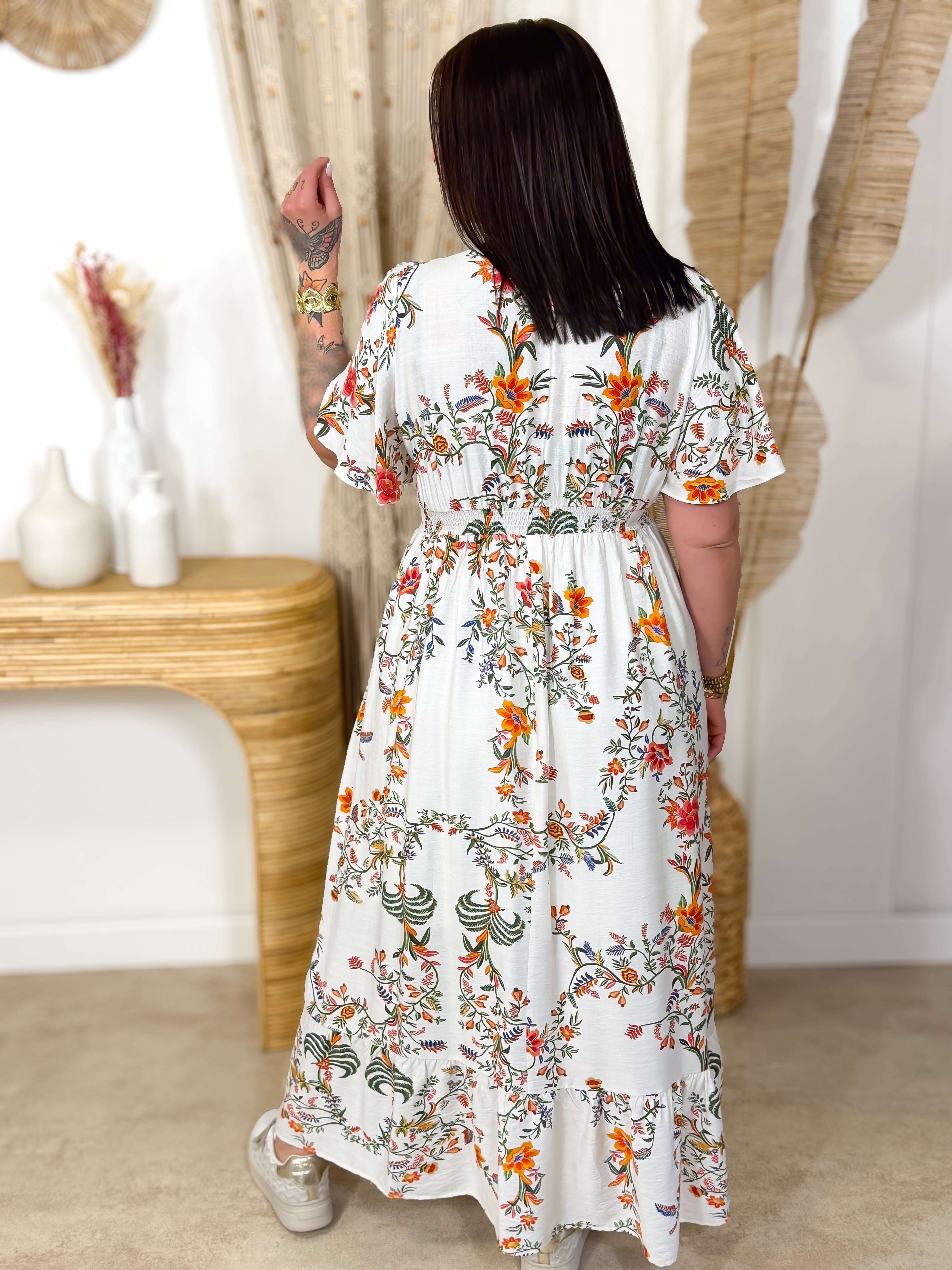 Robe Longue - Céline - Blanc Fleuri