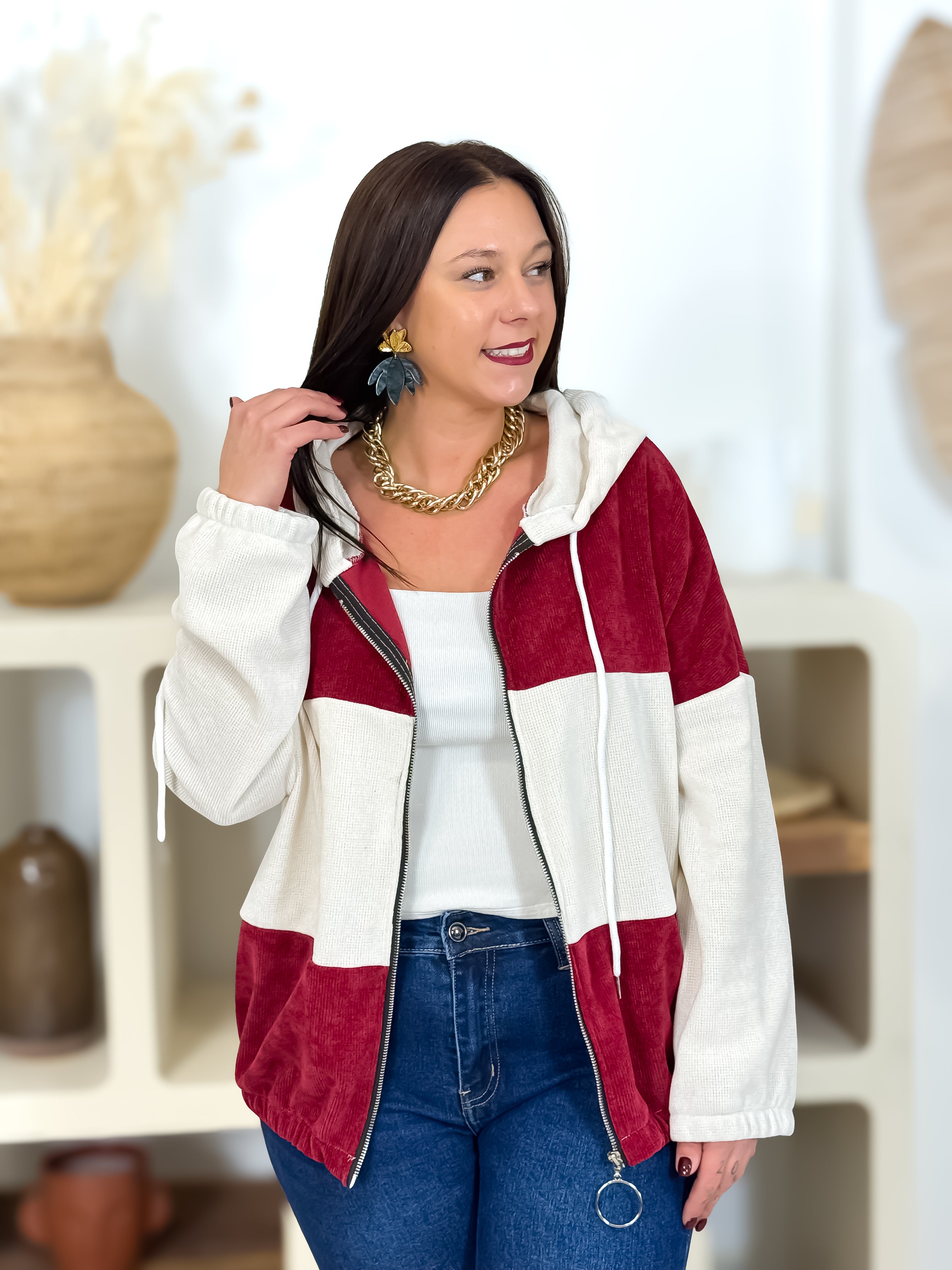 Gilet - Jeroma - Beige & Bordeaux