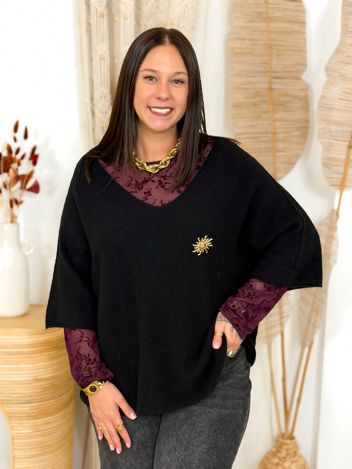 Pull grande taille noir – photo 1
