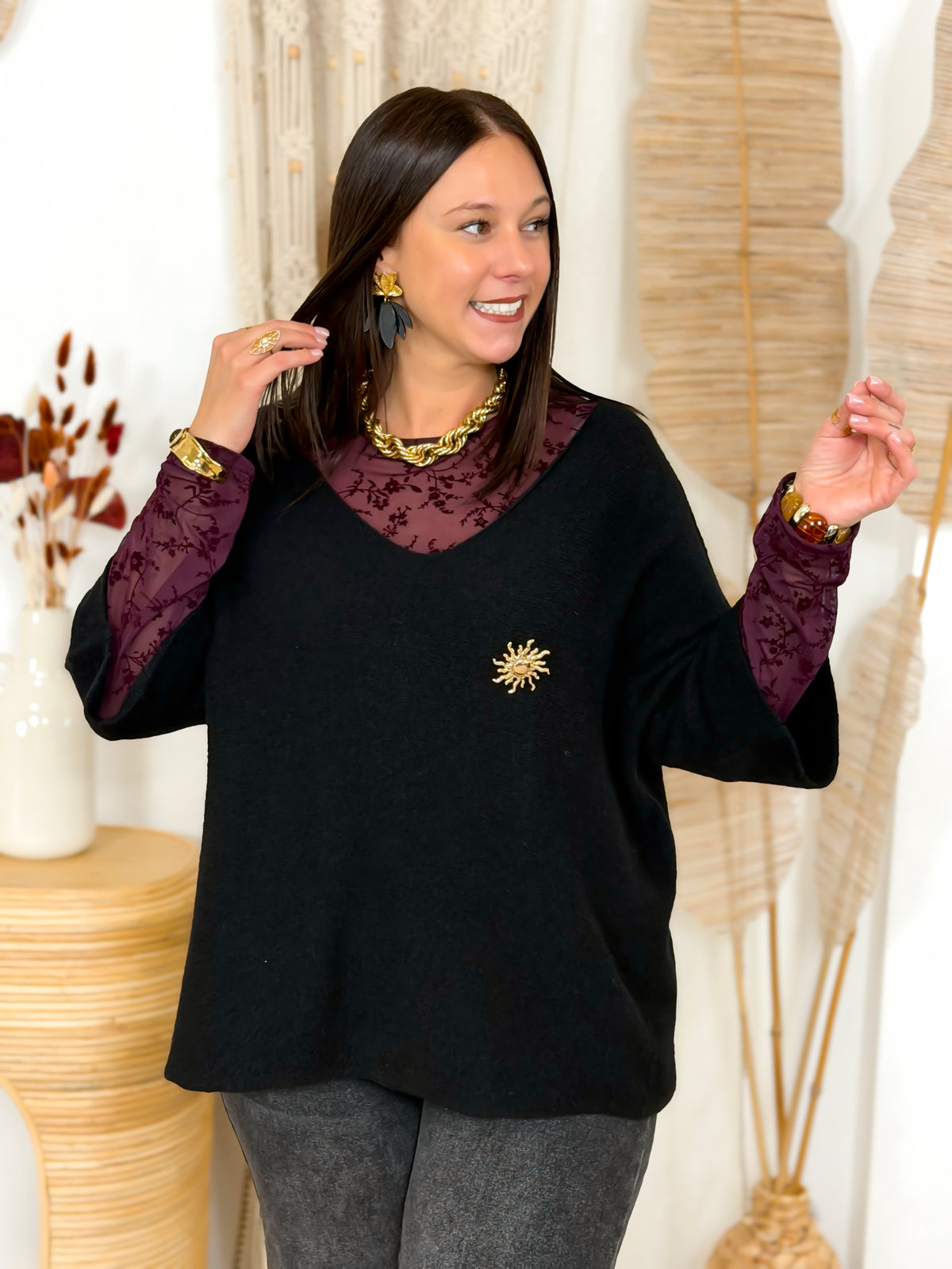 Pull grande taille noir – photo 2