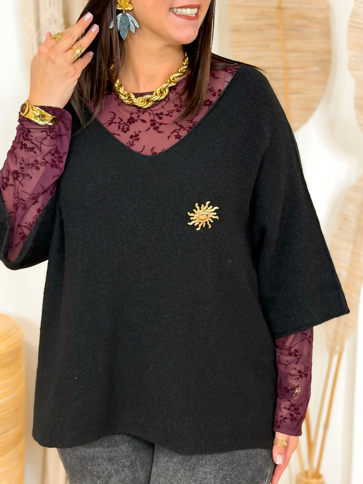 Pull grande taille noir – photo 3