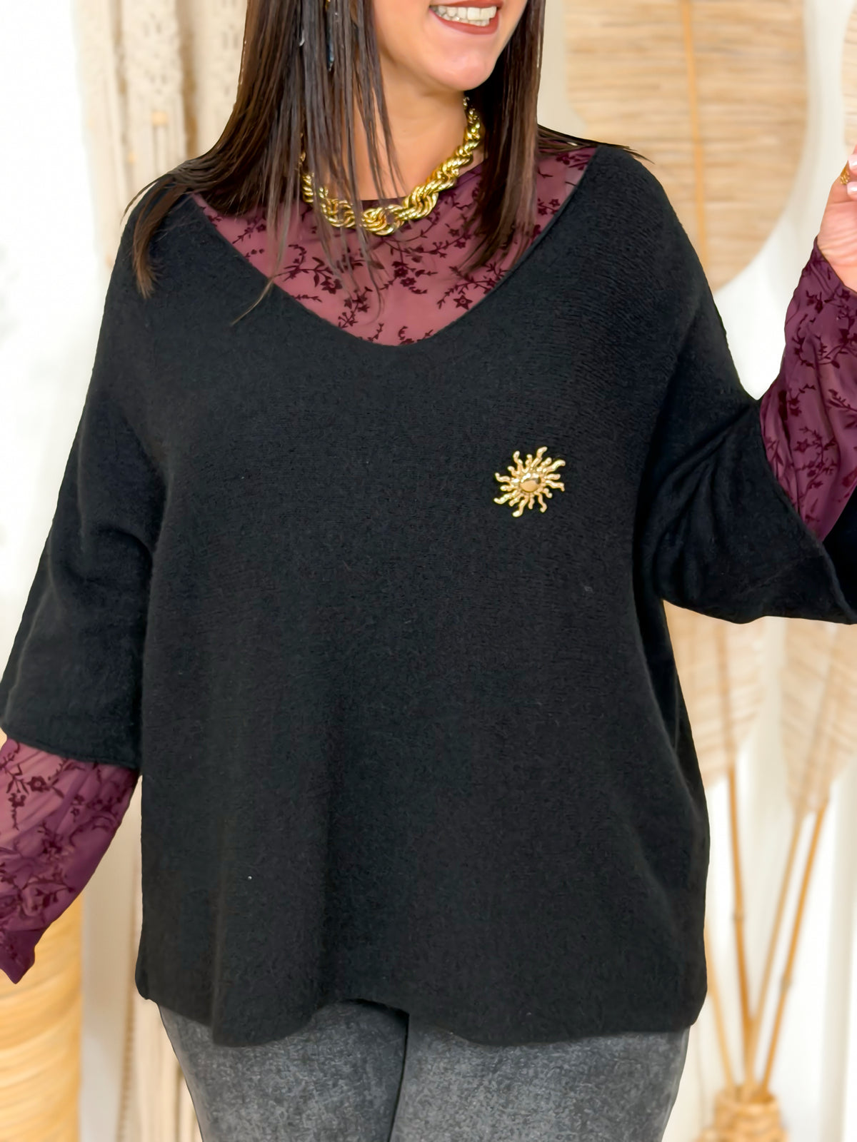 Pull grande taille noir – photo 4