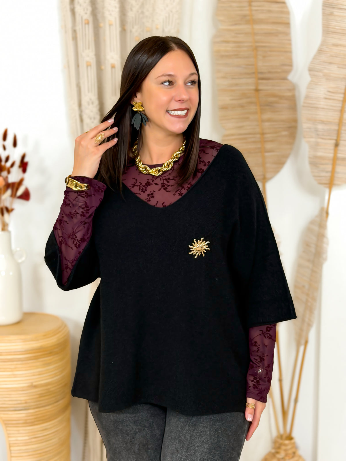 Pull grande taille noir – photo 6