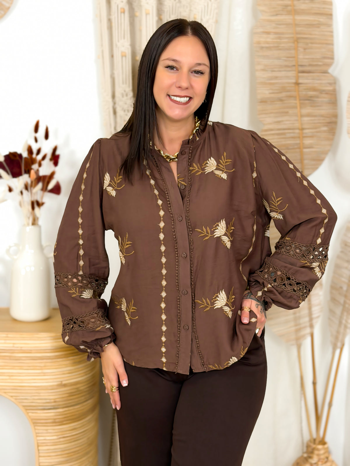 Blouse grande taille chocolat – photo 1