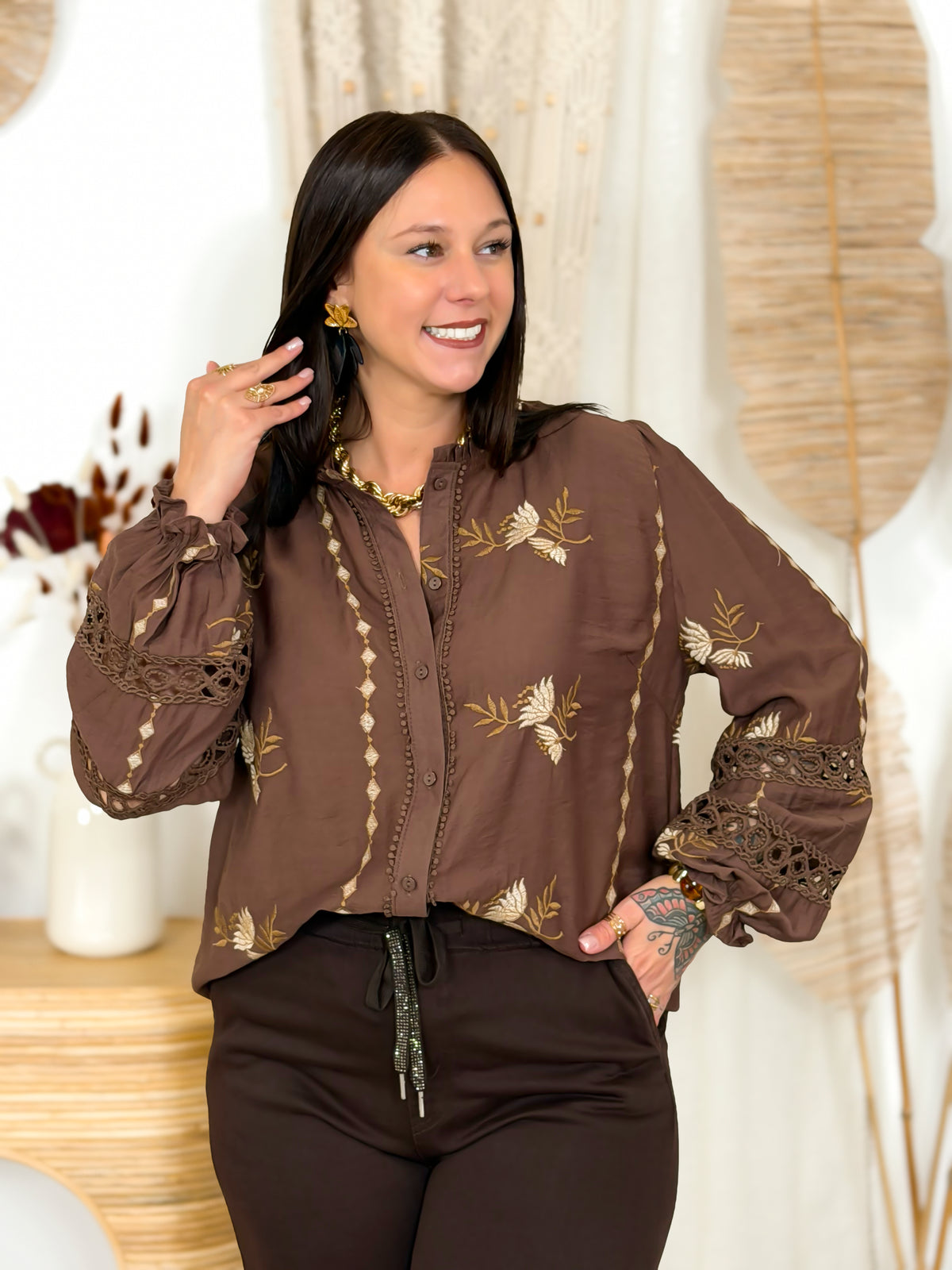 Blouse grande taille chocolat – photo 3