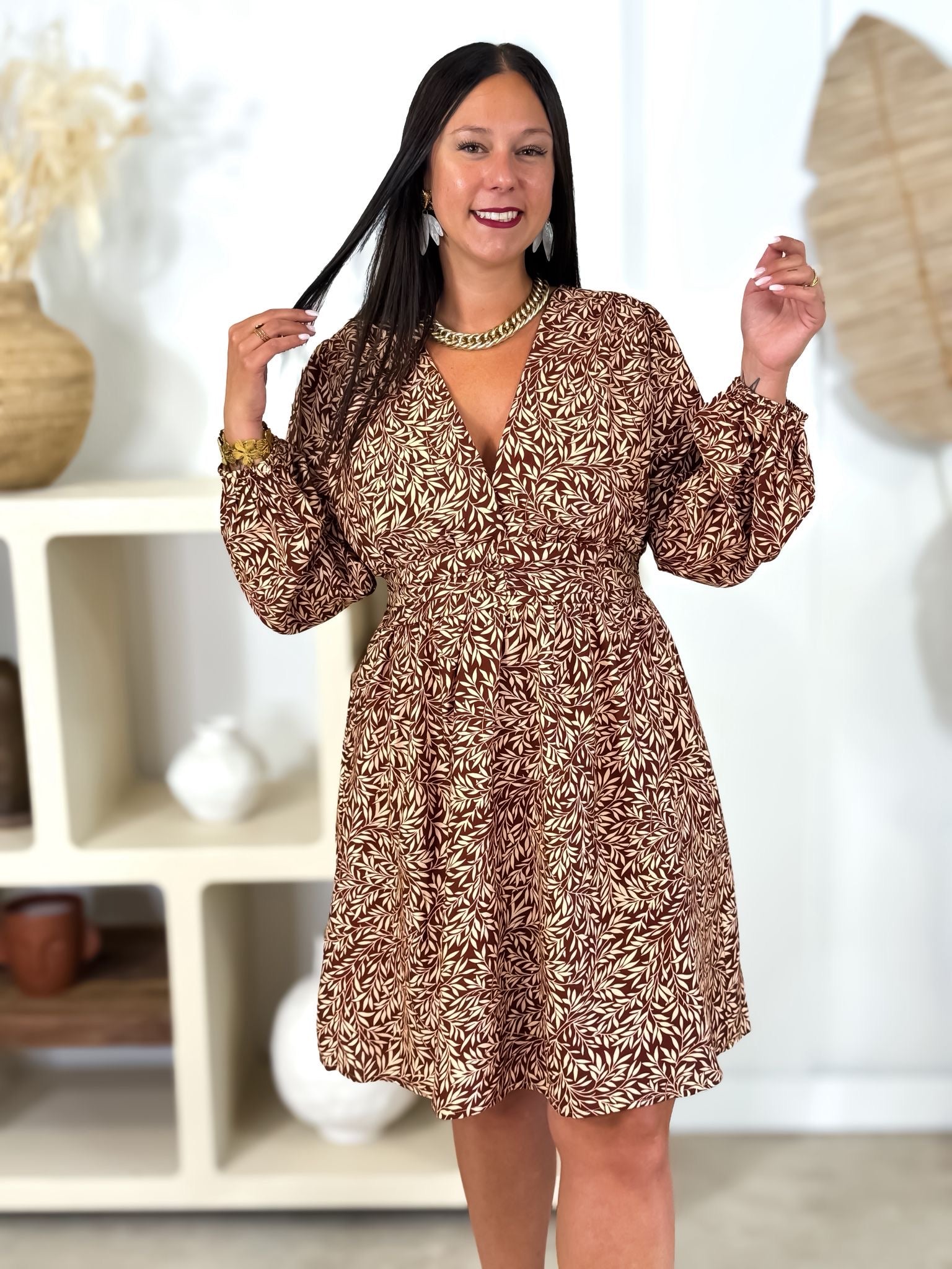 Robe - Larissa - Bordeaux & Beige