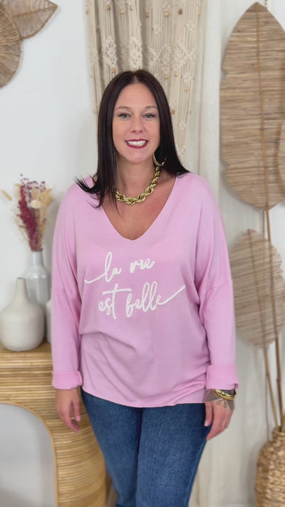 Pull grande taille rose Bella – vidéo 1